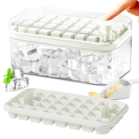 Doonly ice tray with lid and bin enables quick, easy-release ice cubes.