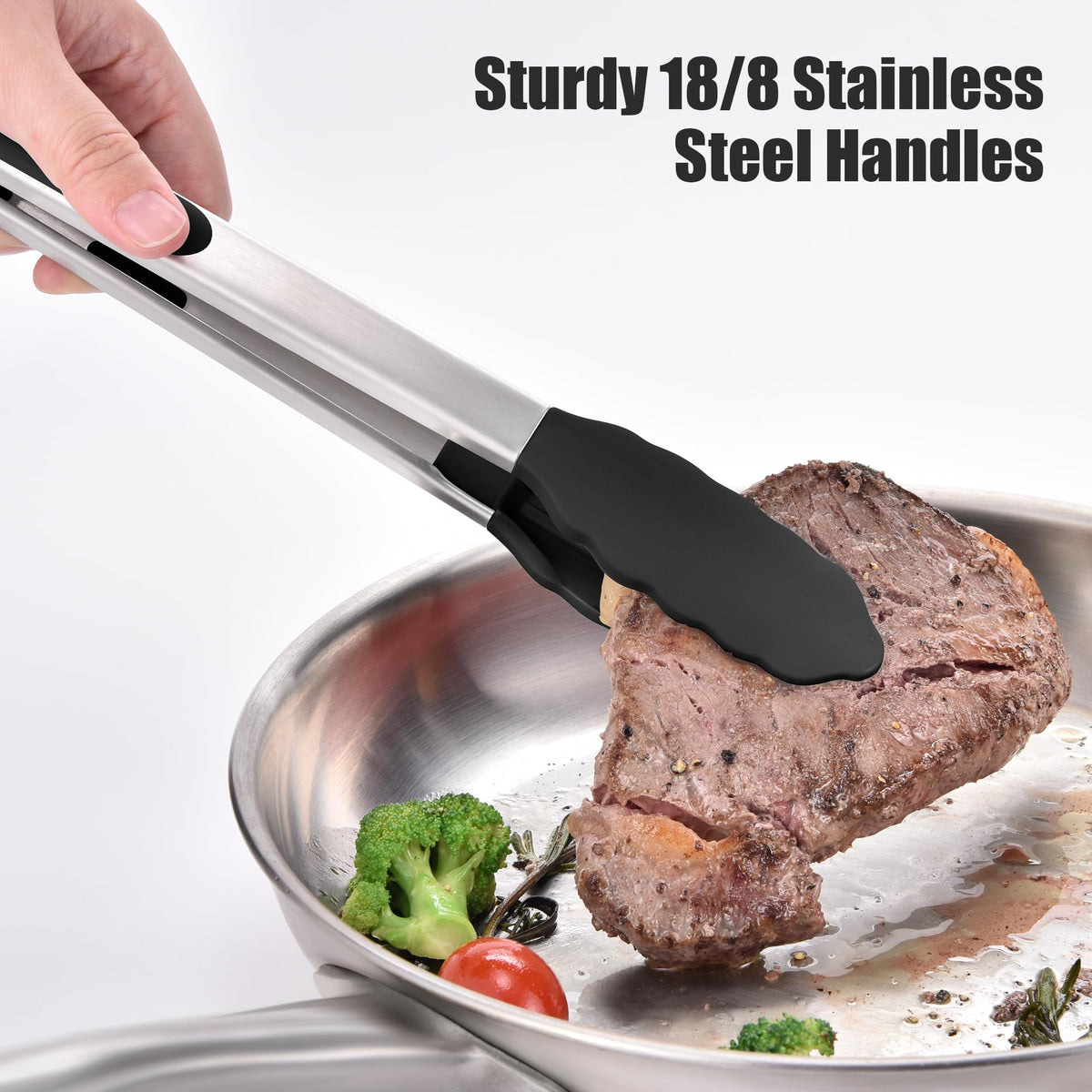 Ergonomic Doosu tongs with soft silicone handles for a comfortable grip