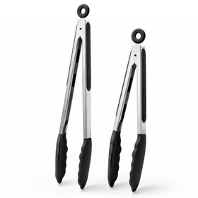 Doosu kitchen tongs showing heat resistant design up to 600°F for grilling and cooking