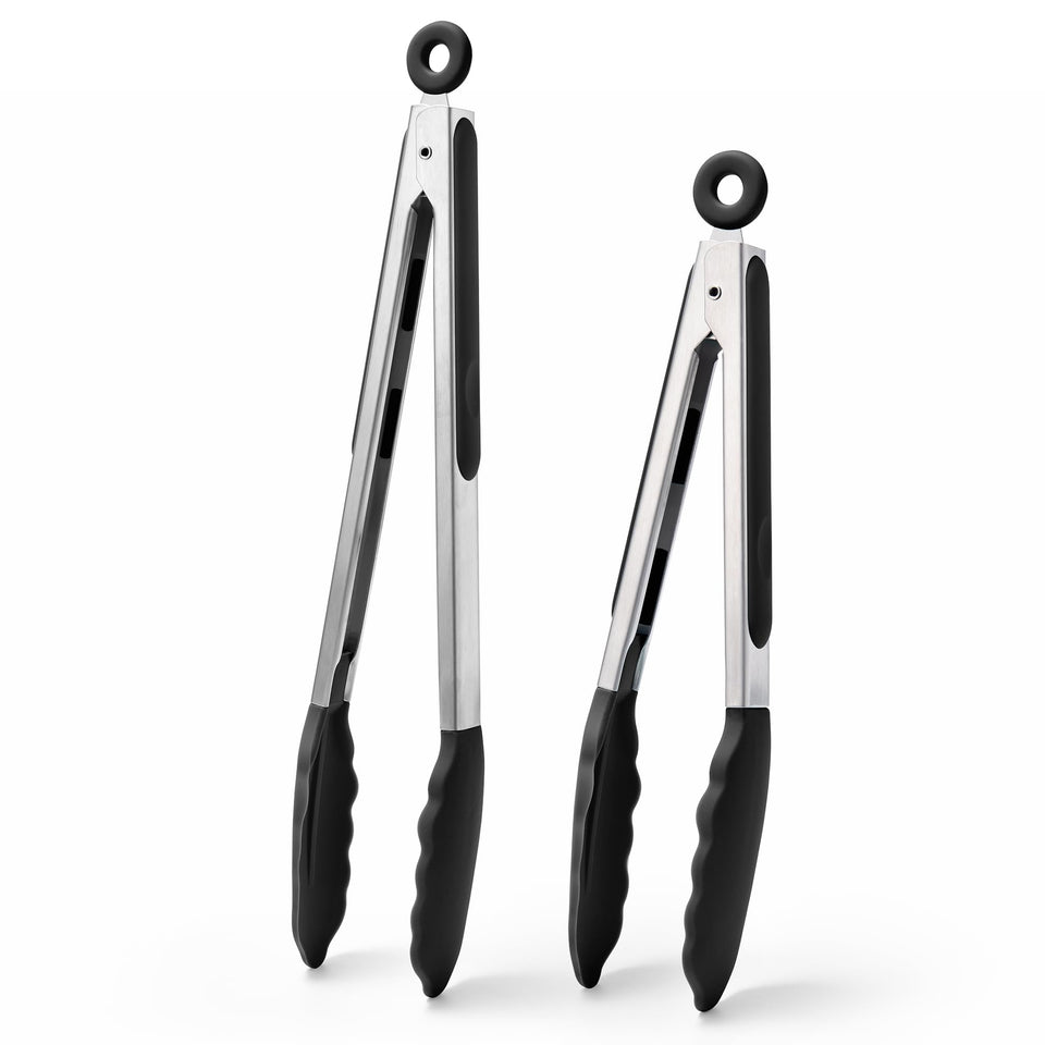 Doosu kitchen tongs showing heat resistant design up to 600°F for grilling and cooking