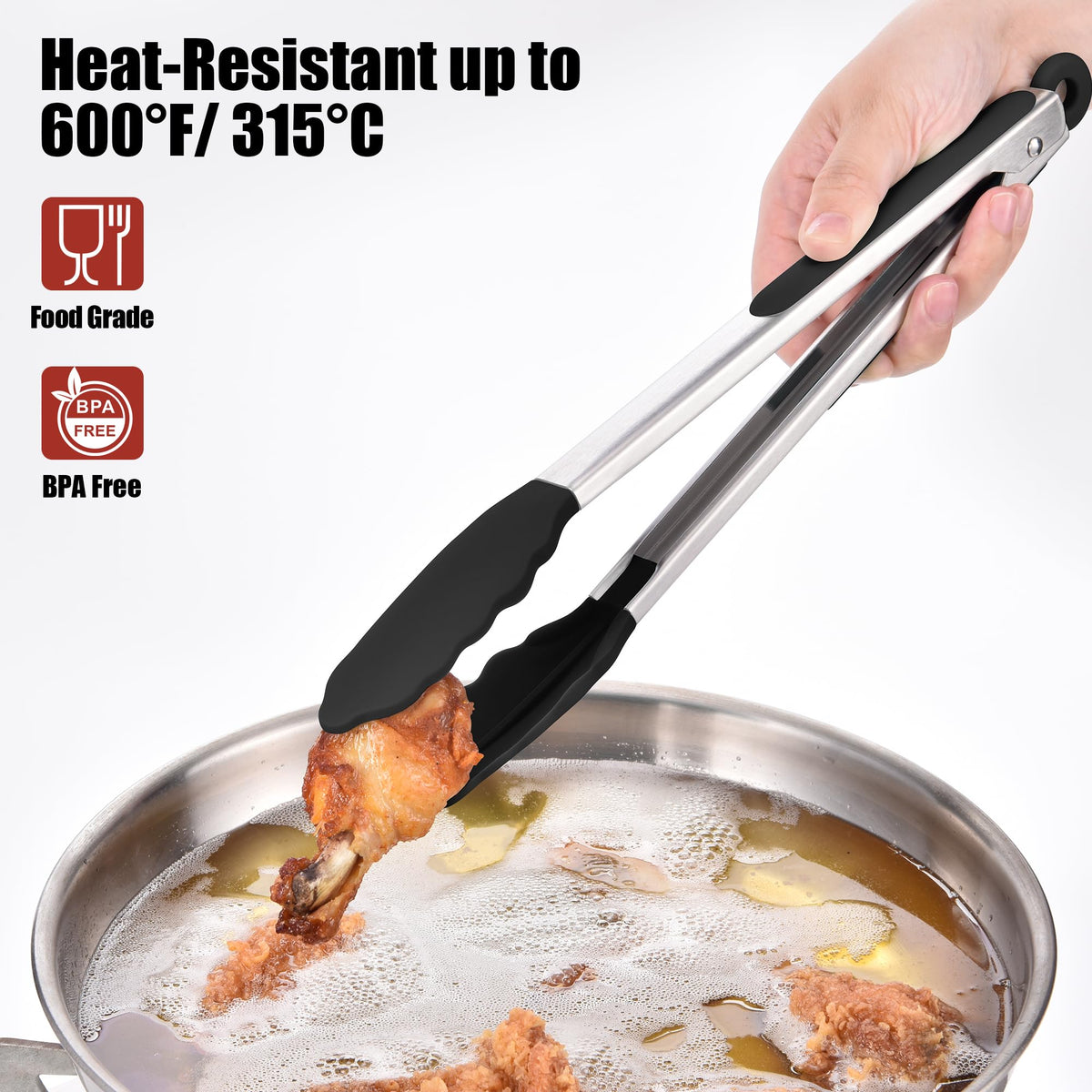 Heavy-duty stainless steel body of Doosu tongs provides durable grabbing power