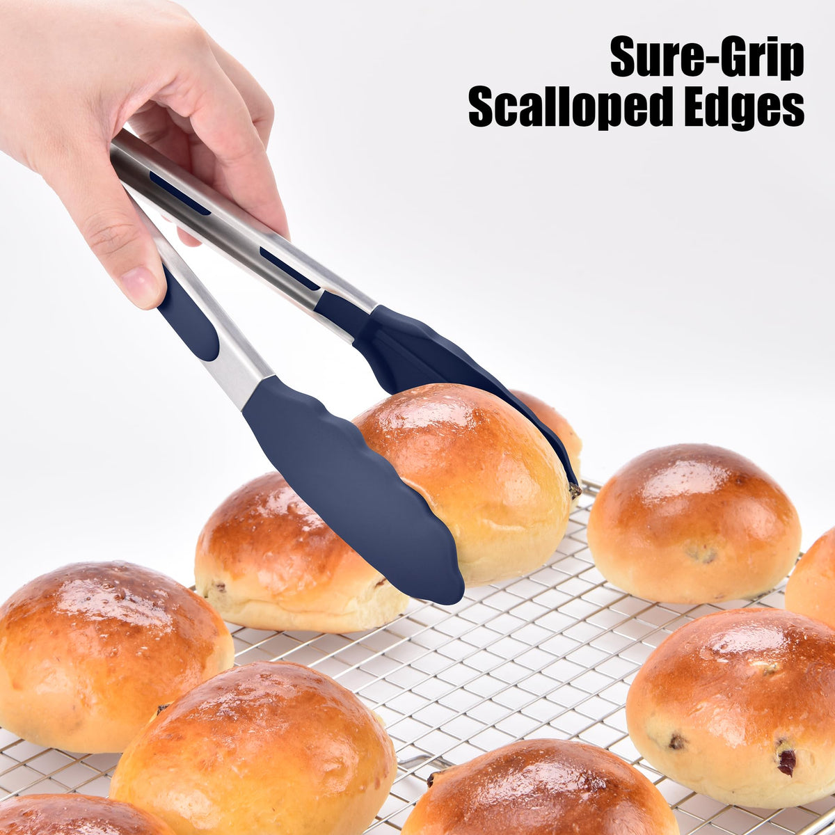 Doosu navy blue kitchen tongs add style and visibility in busy kitchens