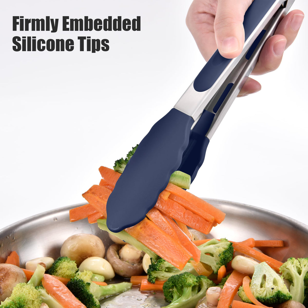 Doosu tongs resist heat up to 600°F for oven, stovetop, grill.
