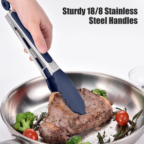 Doosu kitchen tongs soft silicone grips for comfortable, non slip handling
