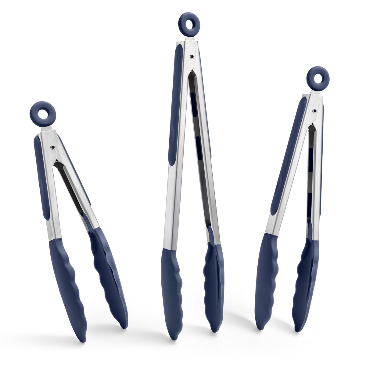 Doosu kitchen tongs with a stainless steel body for sturdy, heavy lifting.