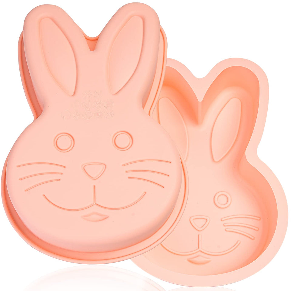 Dootafy bunny mold 2-pack showcasing large silicone bunny cake pans for festive desserts.