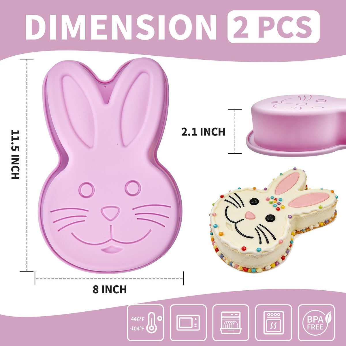 Dootafy large Easter bunny mold ideal for big cake layers.