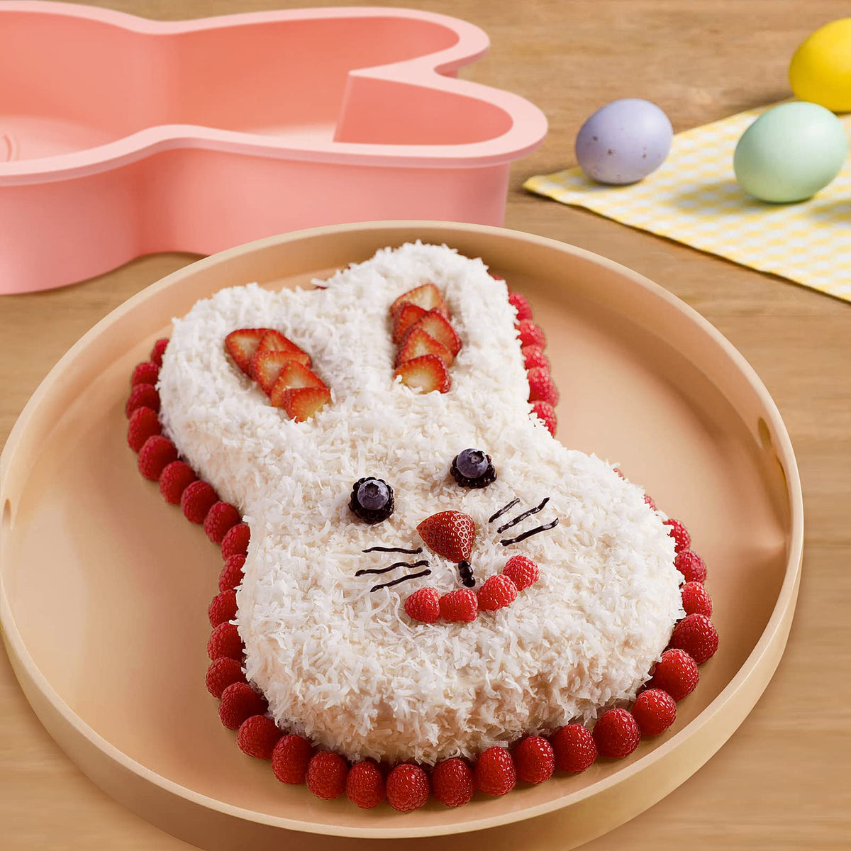 Dootafy large bunny cake mold dimensions image with 11.5 by 8 inch size.