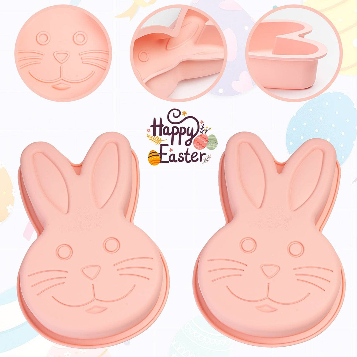 Dootafy silicone bunny pan image highlighting breakable bunny feature for surprise treats.