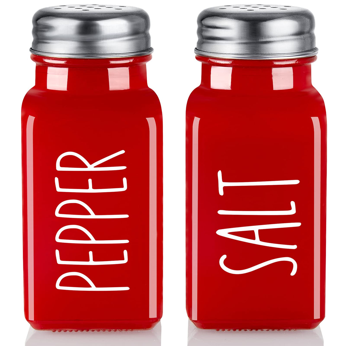 Dopeca red salt and pepper shakers set glass kitchen decor for quick seasoning