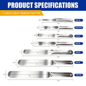 Durable, rust-resistant caulking spatula construction for long-term use.