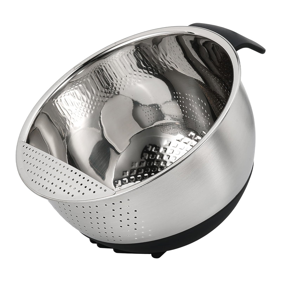 DOPMEP rice washing bowl with strainer for quick rinsing and drainage.