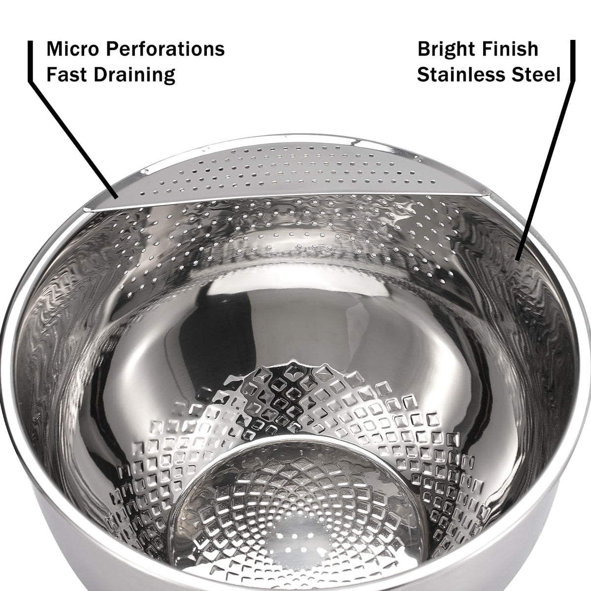 DOPMEP side drain holes speed up drainage while keeping contents contained.