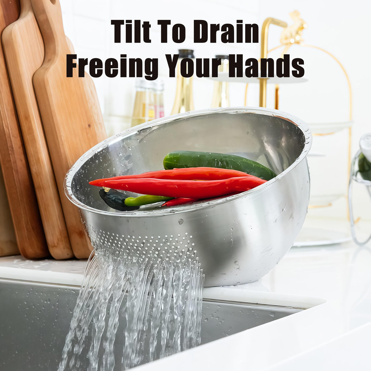 DOPMEP stainless-steel-quinoa-washing-bowl keeps produce clean with durable, mirror finish.