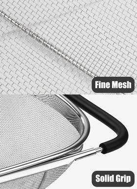 DOPMEP stainless steel strainer basket with fine mesh catches tiny particles