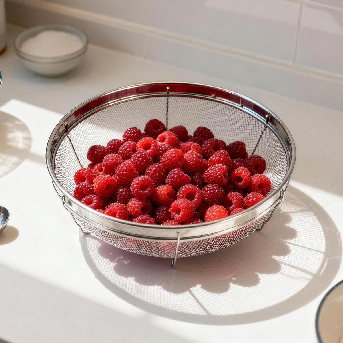 DOPMEP sturdy stainless steel strainer adds durability and kitchen appeal.