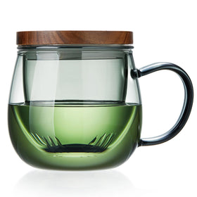 DOPUDO 17oz glass tea cup with infuser and lid for loose-leaf brewing