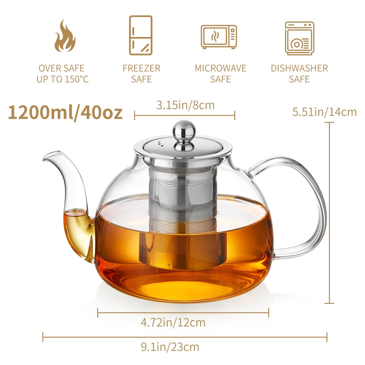 DOPUDO borosilicate teapot is stovetop safe for quick brews.