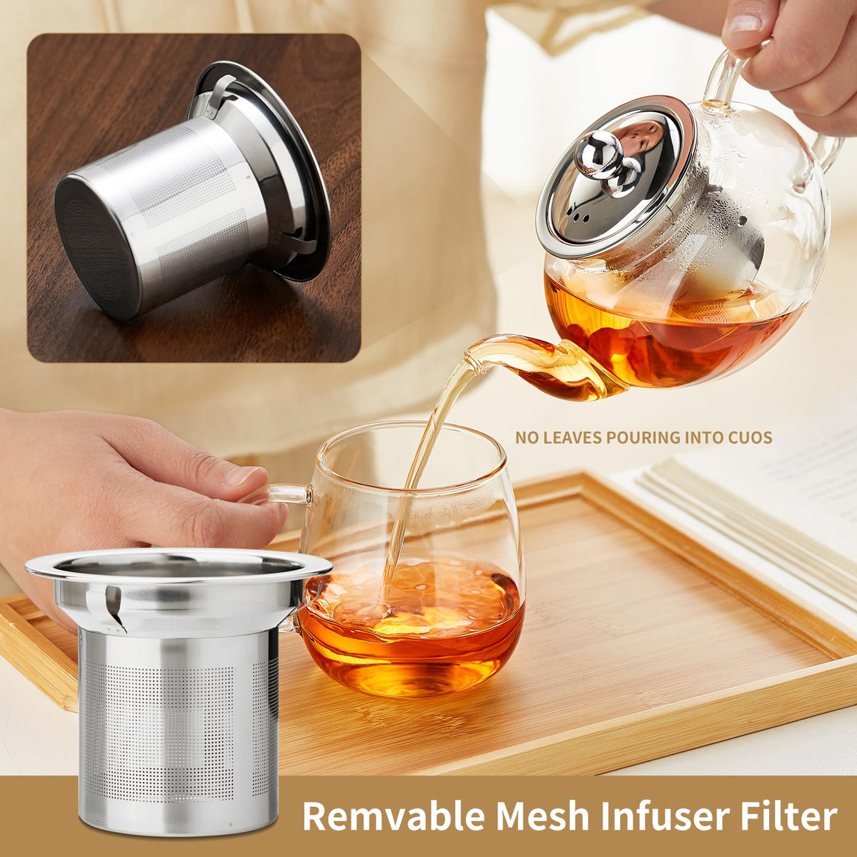 DOPUDO borosilicate glass body shows tea color clearly