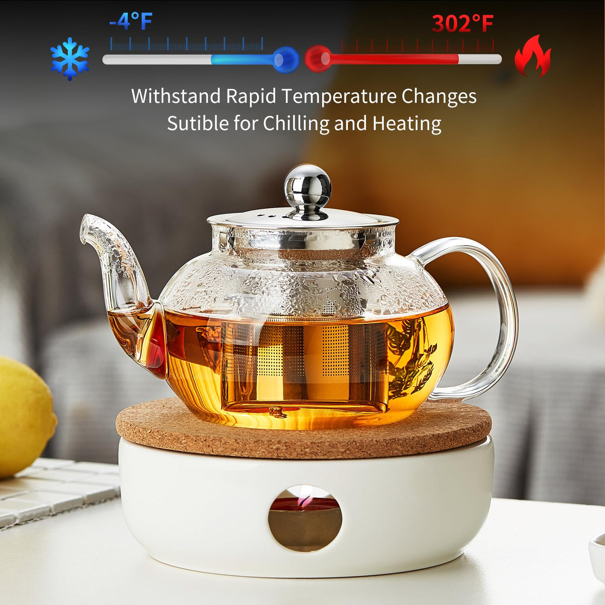 DOPUDO glass teapot microwave safe for fast reheats