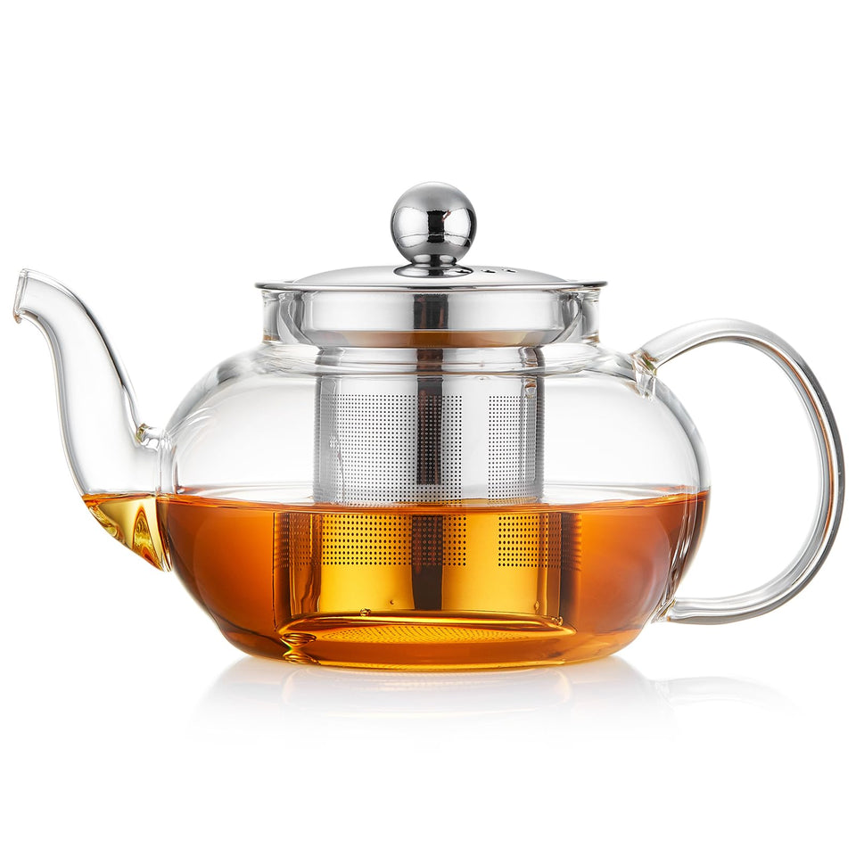 DOPUDO glass teapot with removable infuser for loose leaf and blooming teas