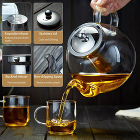 DOPUDO removable stainless-steel infuser keeps leaves contained and clean.