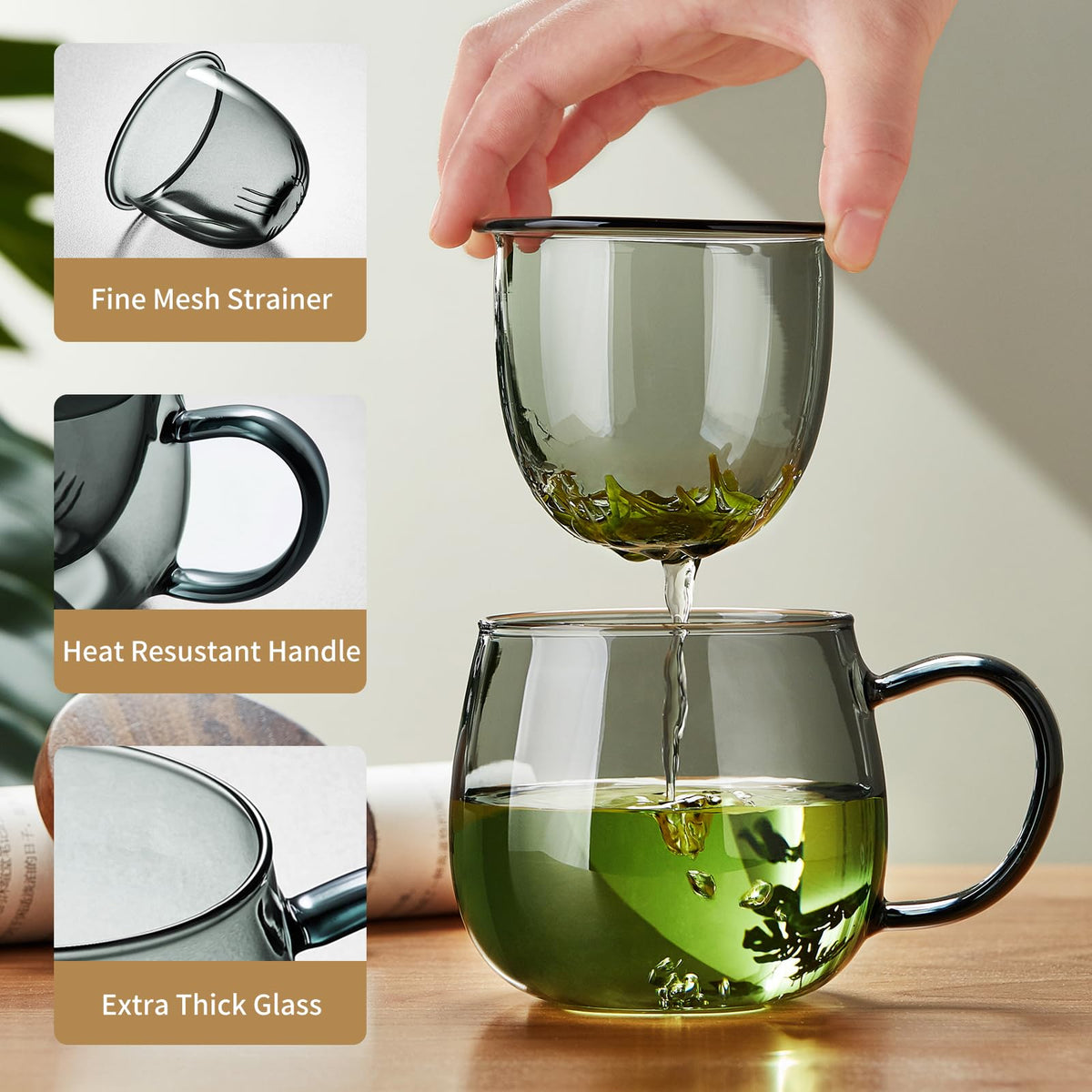 DOPUDO lid doubles as a strainer holder after brewing