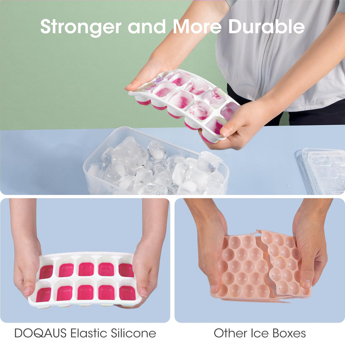 DOQAUS trays for fruit-infused ice and flavored cubes
