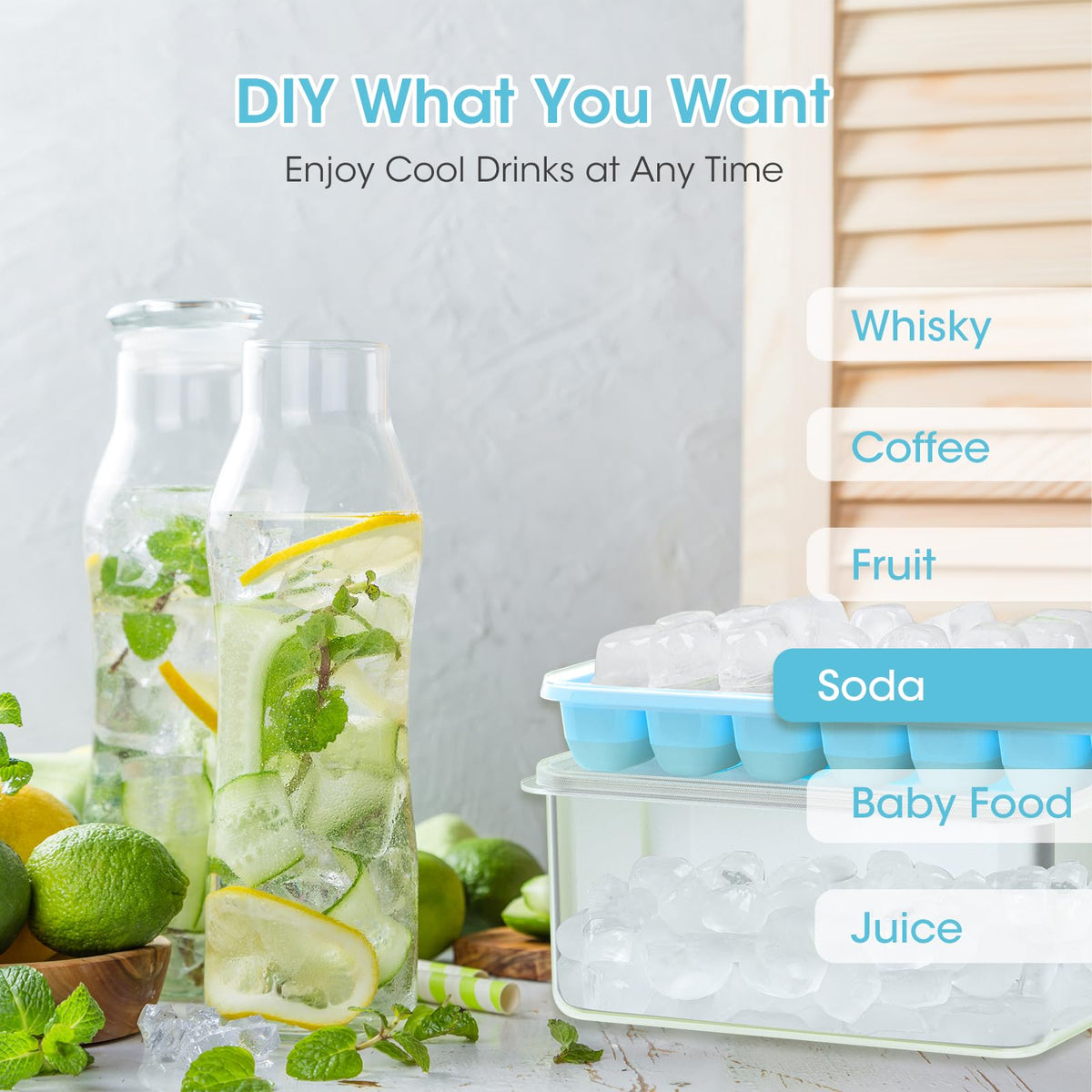 DOQAUS easy-release tray bottom pops out ice quickly.