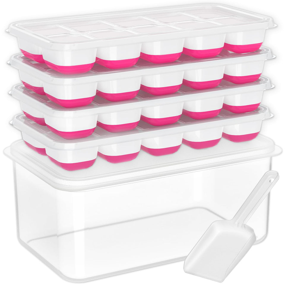 DOQAUS ice cube tray with lid for easy spill-free ice release