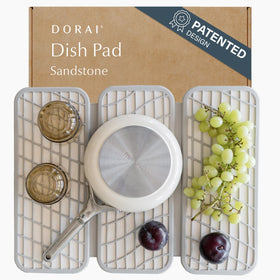 Dorai Home Dish Pad collapsible stone drying mat demonstrates quick-dry efficiency for clean counters.