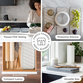 Dorai Home Dish Pad silicone edge guards delicate dishes for safer drying.