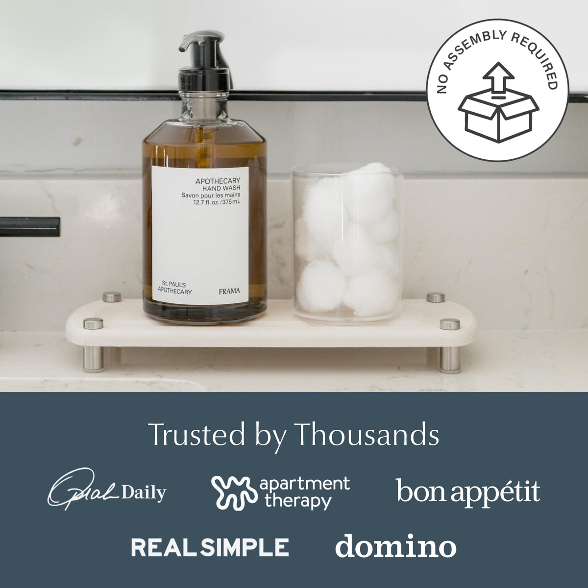 Dorai Home Stone Sink Caddy in bathroom setup for tidy countertops