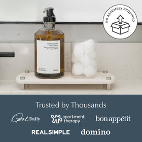 Dorai Home Stone Sink Caddy in bathroom setup for tidy countertops