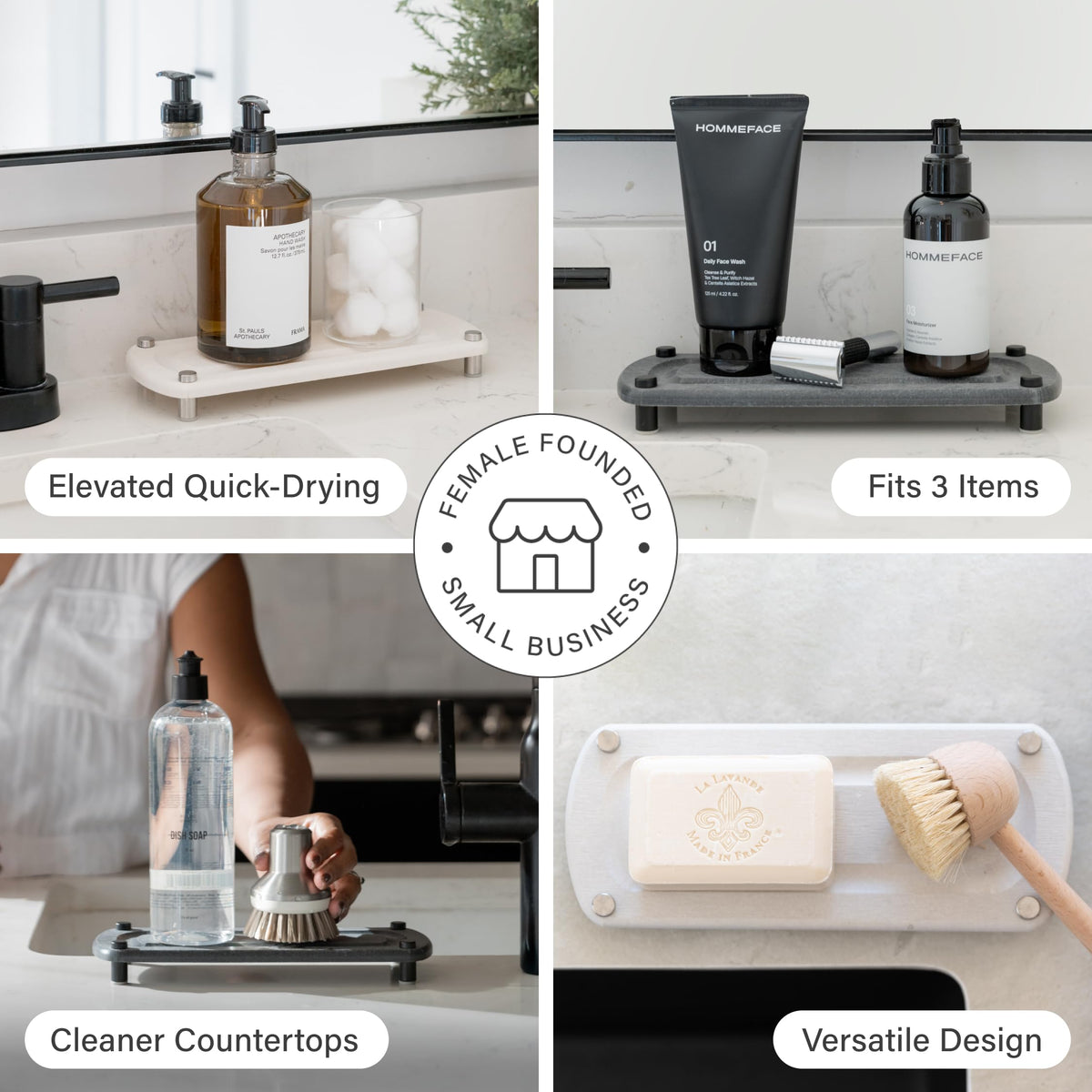 Dorai Home Stone Sink Caddy close-up highlighting millions of pores for quick drying