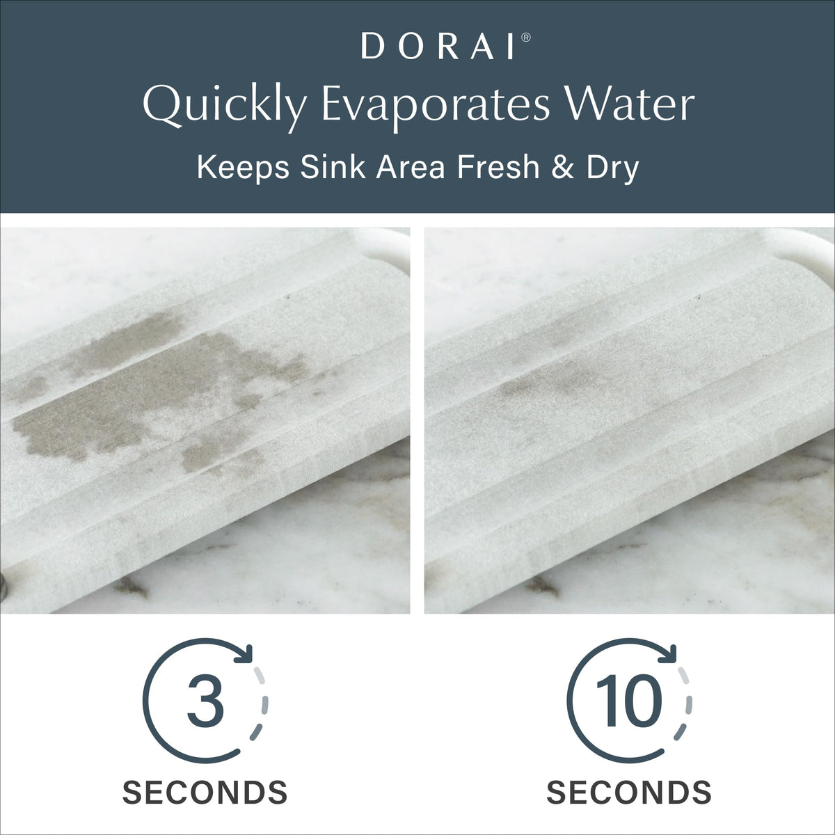 Dorai Home Stone Sink Caddy raised-base view highlighting drainage efficiency