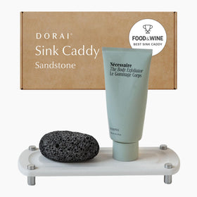 Dorai Home Stone Sink Caddy close-up showing quick-dry pores for a cleaner counter