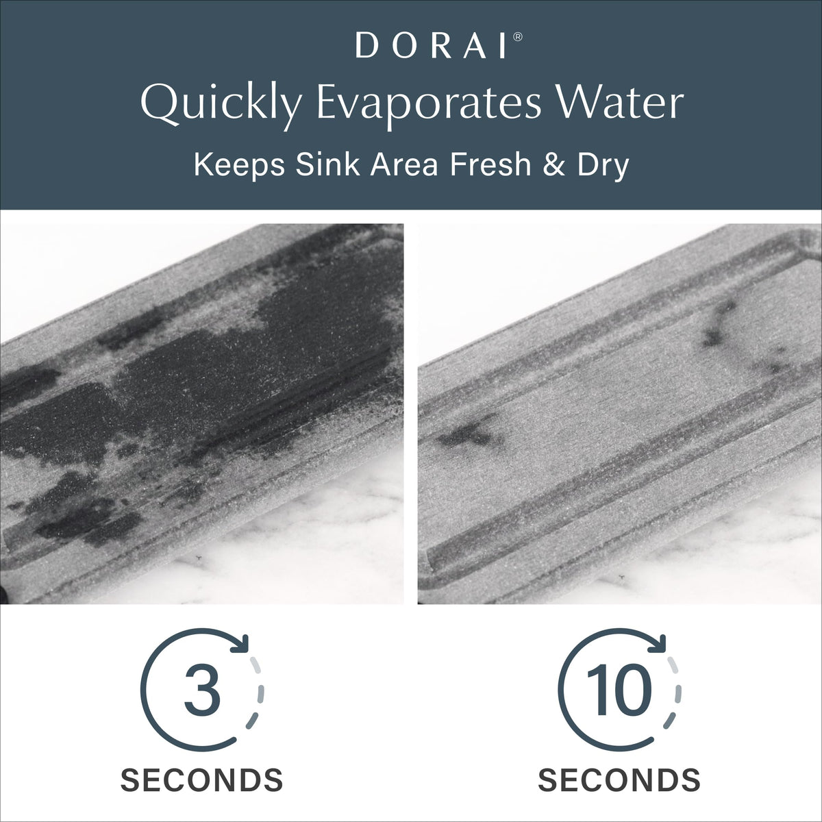 Dorai Home Stone Sink Caddy with soap bottle display; keeps counters organized and dry