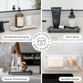 Dorai Home Stone Sink Caddy stainless steel feet stabilize the tray in damp spaces