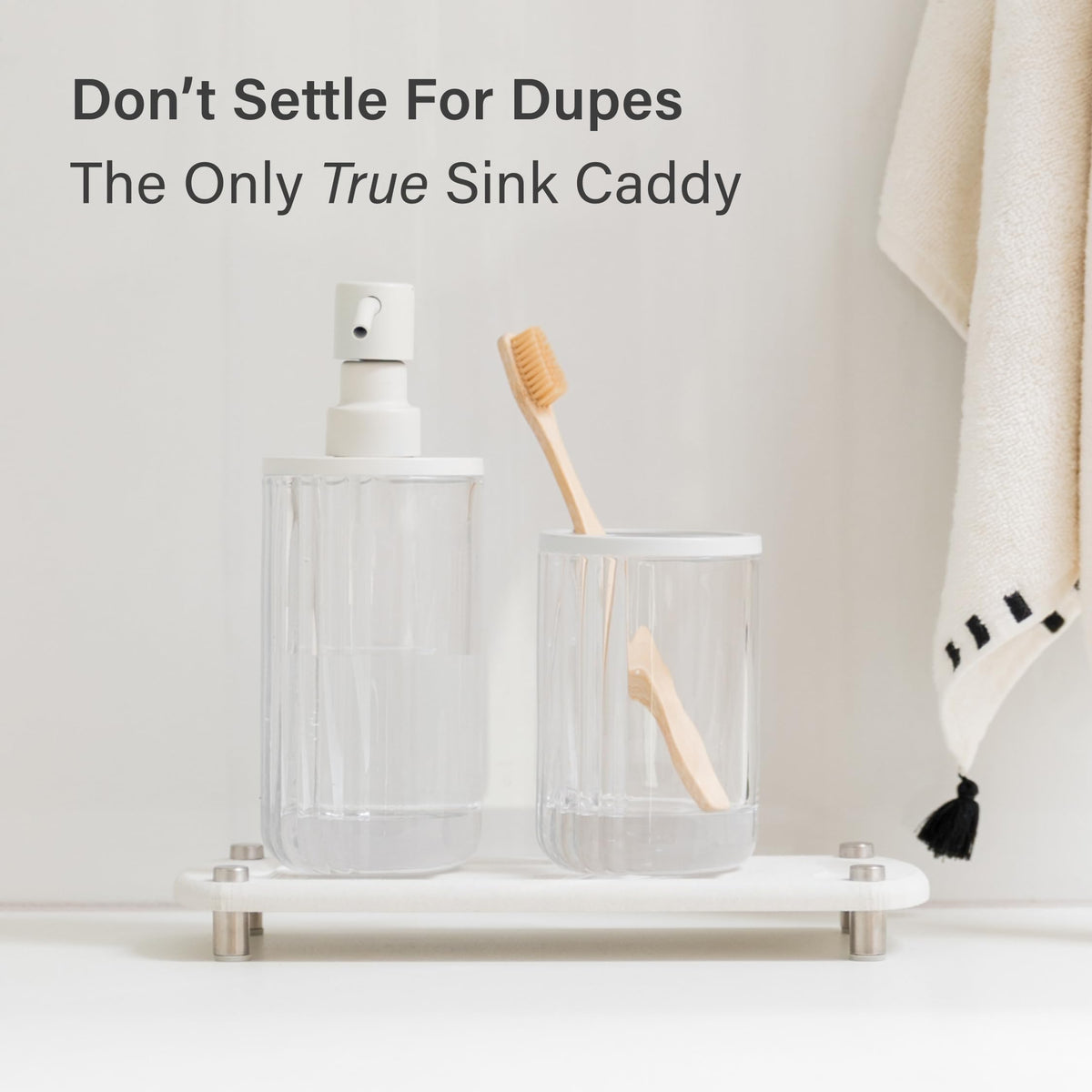 Dorai Home Stone Sink Caddy moisture-absorption feature in action