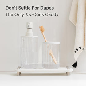 Dorai Home Stone Sink Caddy moisture-absorption feature in action