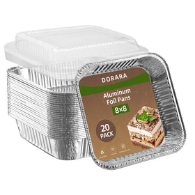 DORARA 8x8 square pans with lids stacked for efficient meal prep and storage.