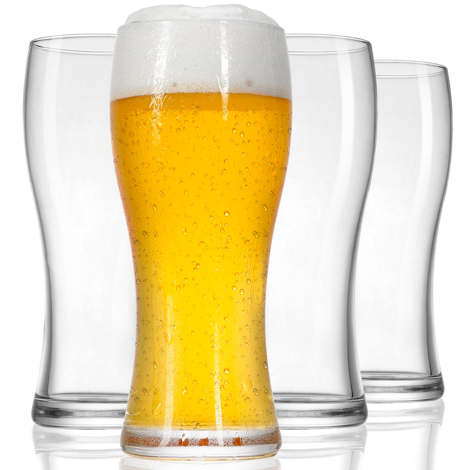 DORELINA beer glasses set of four, 15.5 oz, ideal for casual dinners and gatherings.