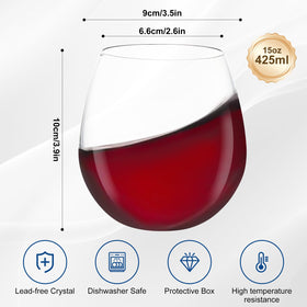 DORELINA stemless wine glass highlighting crystal-inspired clarity for wine colors