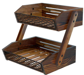 Dorhors 2-Tier fruit basket on counter with fresh produce for easy access