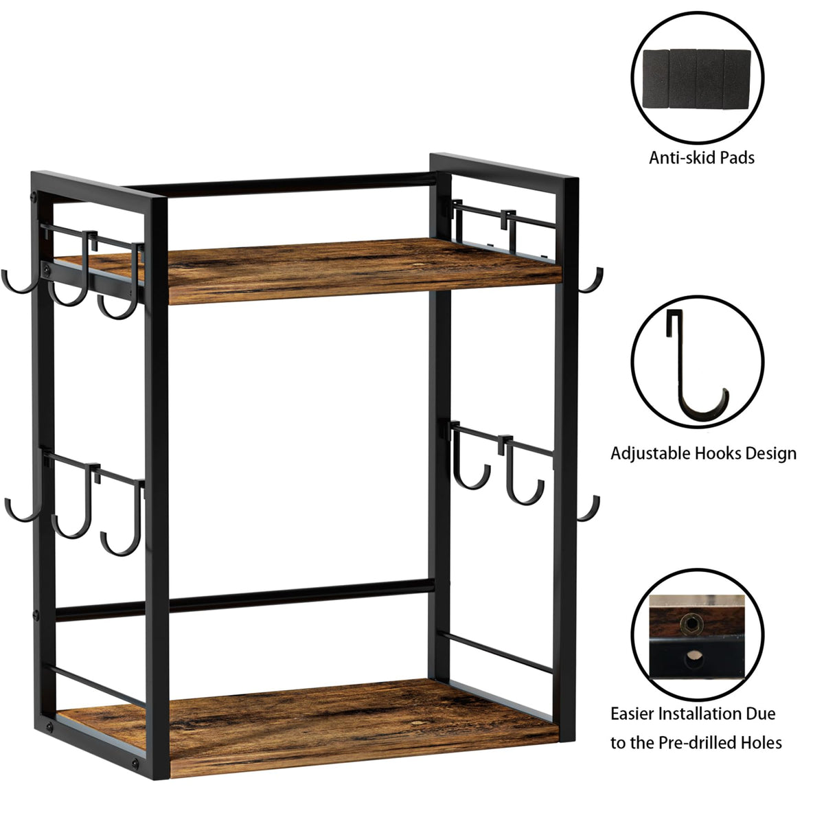 Dorhors durable kitchen shelf saves countertop space while keeping essentials reachable.