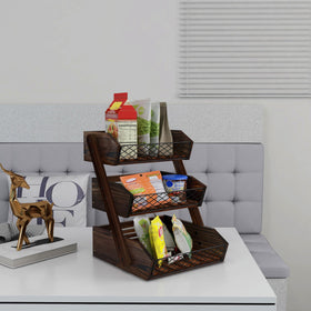 Dorhors durable wood basket with easy assembly helps keep kitchen organized.