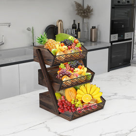 Dorhors rustic kitchen decor enhances style while storing fruits and vegetables.