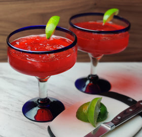 Dos Sueños margarita glasses with 14 oz capacity for generous pours.