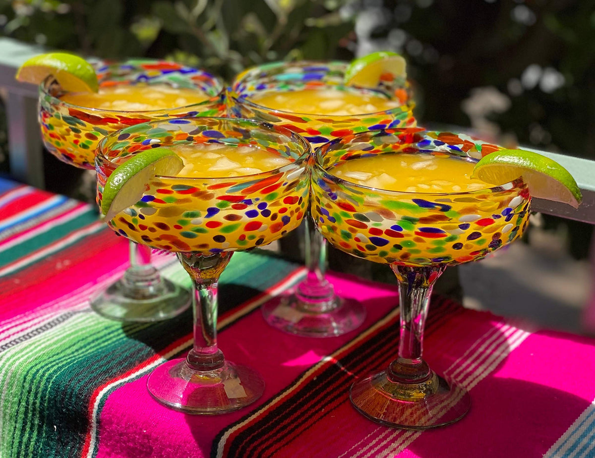 Dishwasher-safe margarita glass for easy cleanup after entertaining.